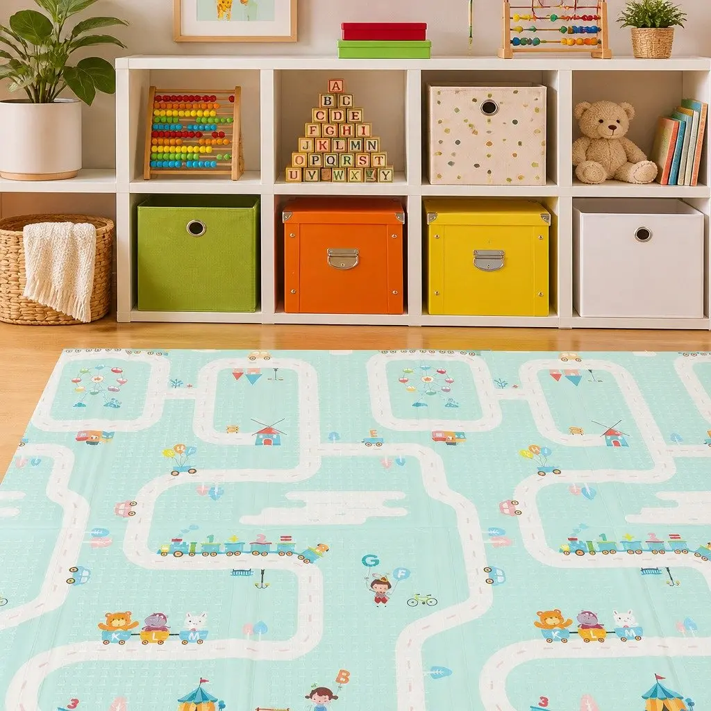Kids Play Mat Foam Double-Sided Foldable Activity Mat 180cm x 200cm Multi-coloured