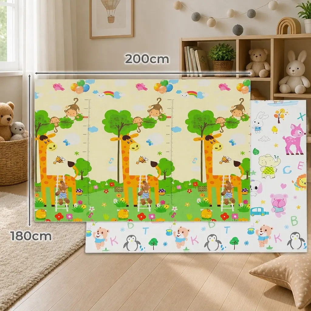 Kids Play Mat Foam Double-sided 180cm x 200cm Multi-coloured