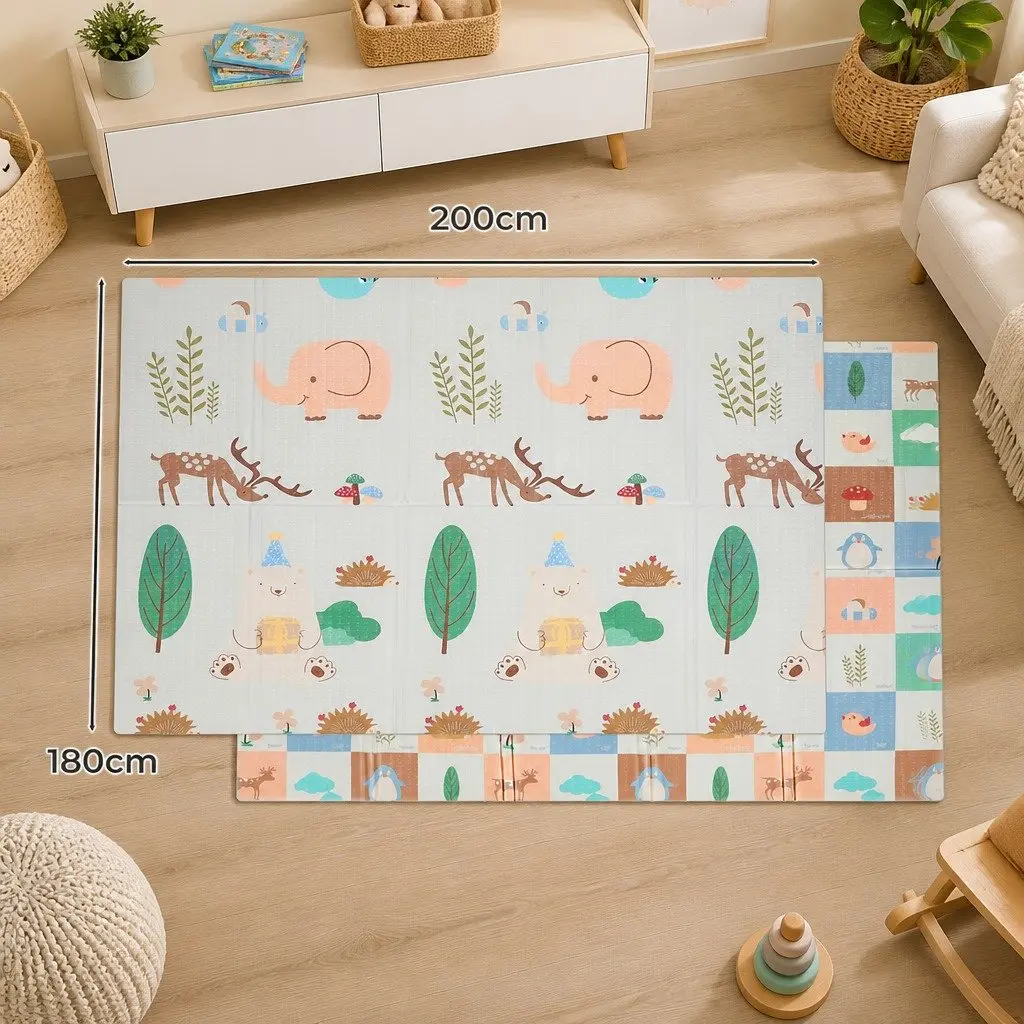 Kids Play Mat Foam Double-Sided 180cm x 200cm Multi-coloured