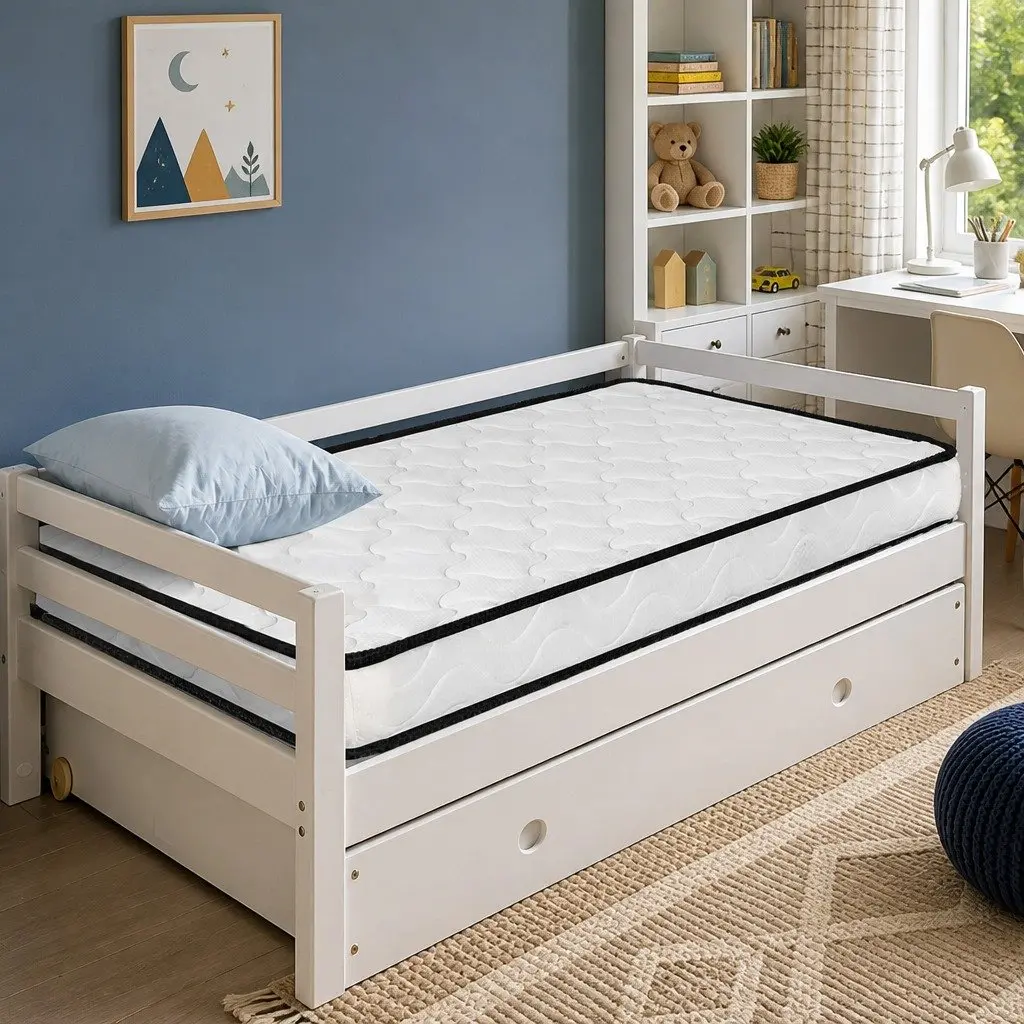 Baby Cot Spring Mattress Firm Support 70cm x 130cm White Reversible Infant Sleep Coil