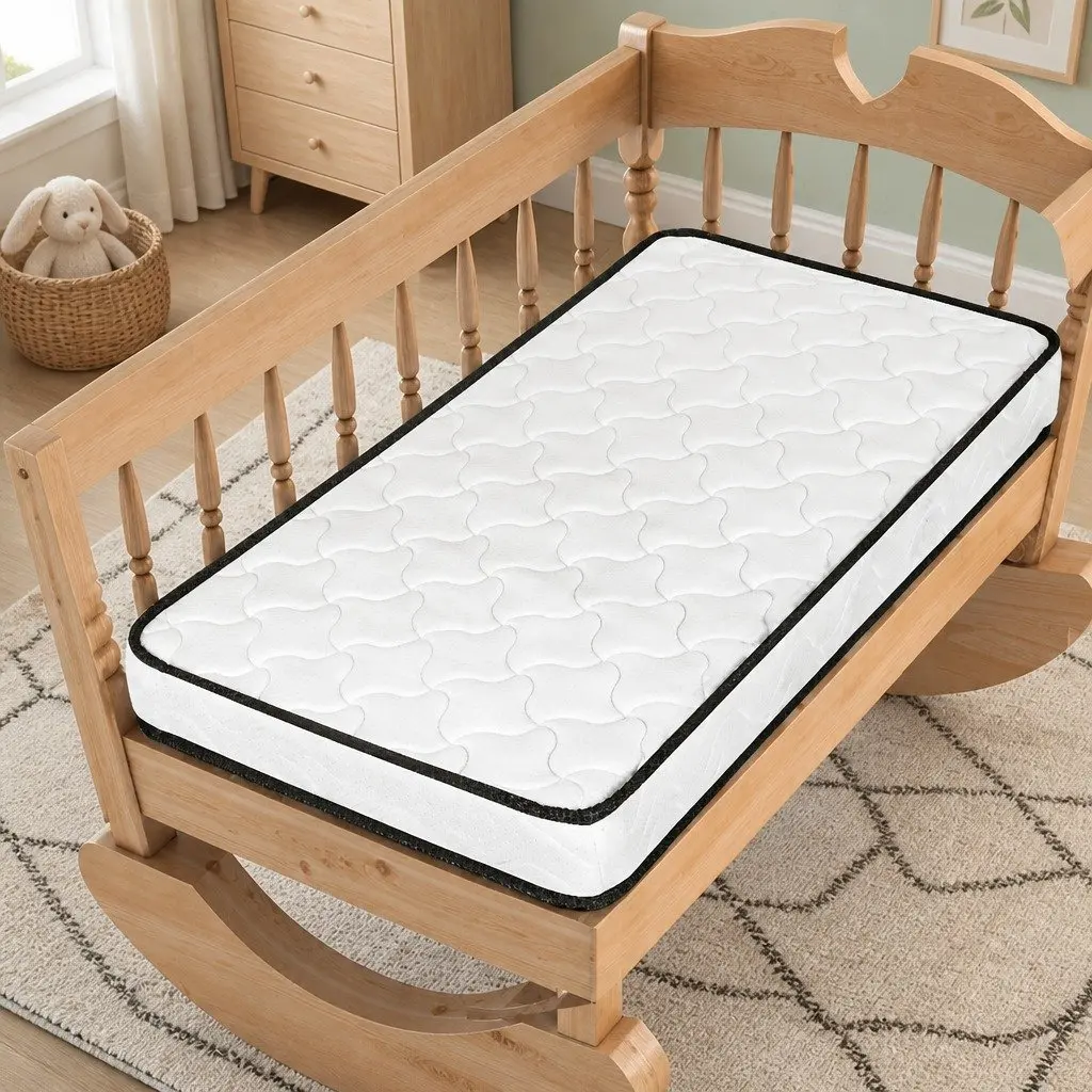 Baby Cot Spring Mattress Firm Support 70cm x 130cm White Reversible Infant Sleep Coil