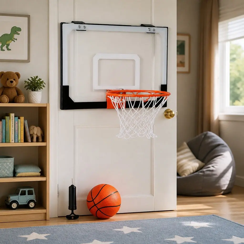 Mini Basketball Hoop Over Door Indoor Kids Game Toy Portable Shatterproof Net