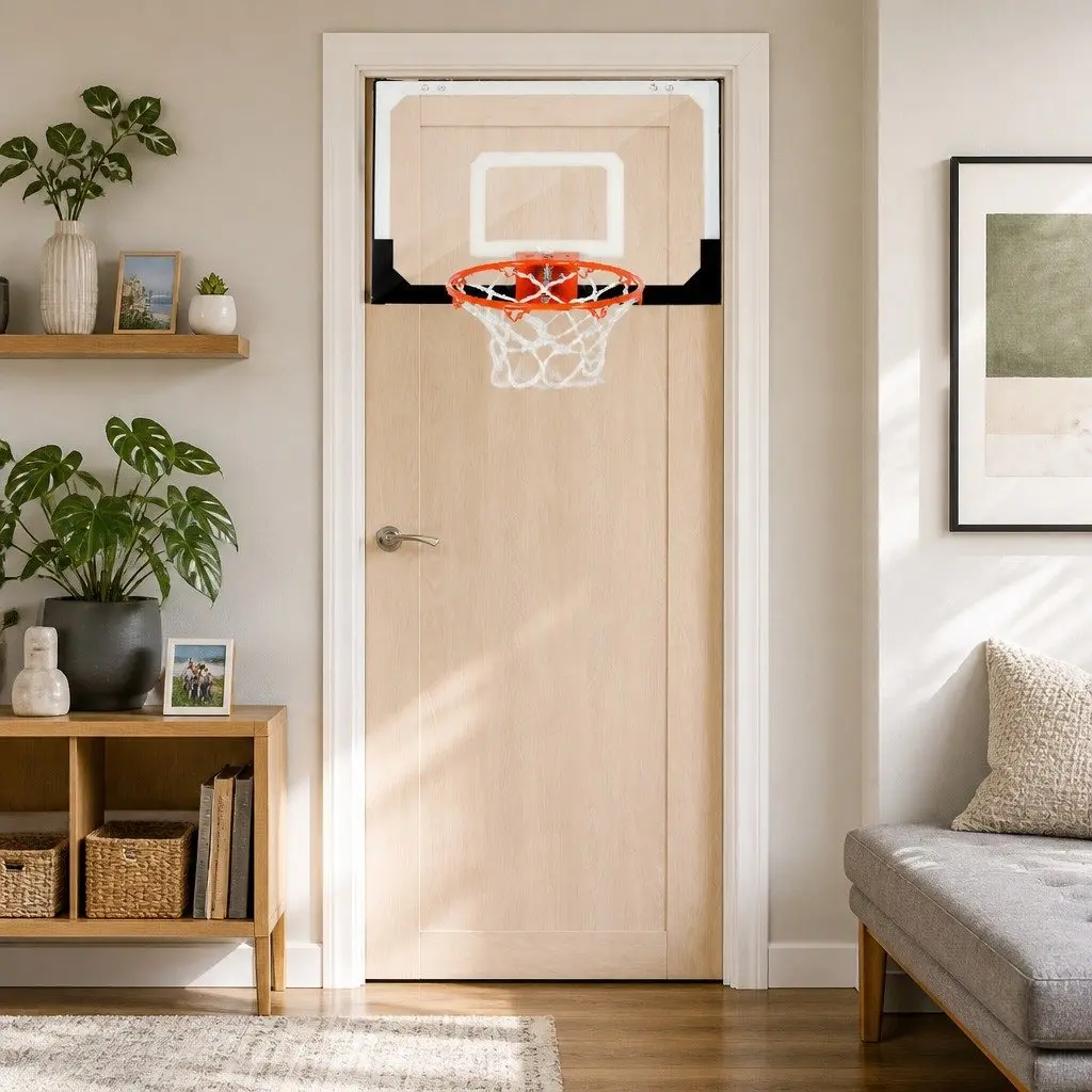 Mini Basketball Hoop Shatterproof PC Backboard 45cm x 30cm White and Black