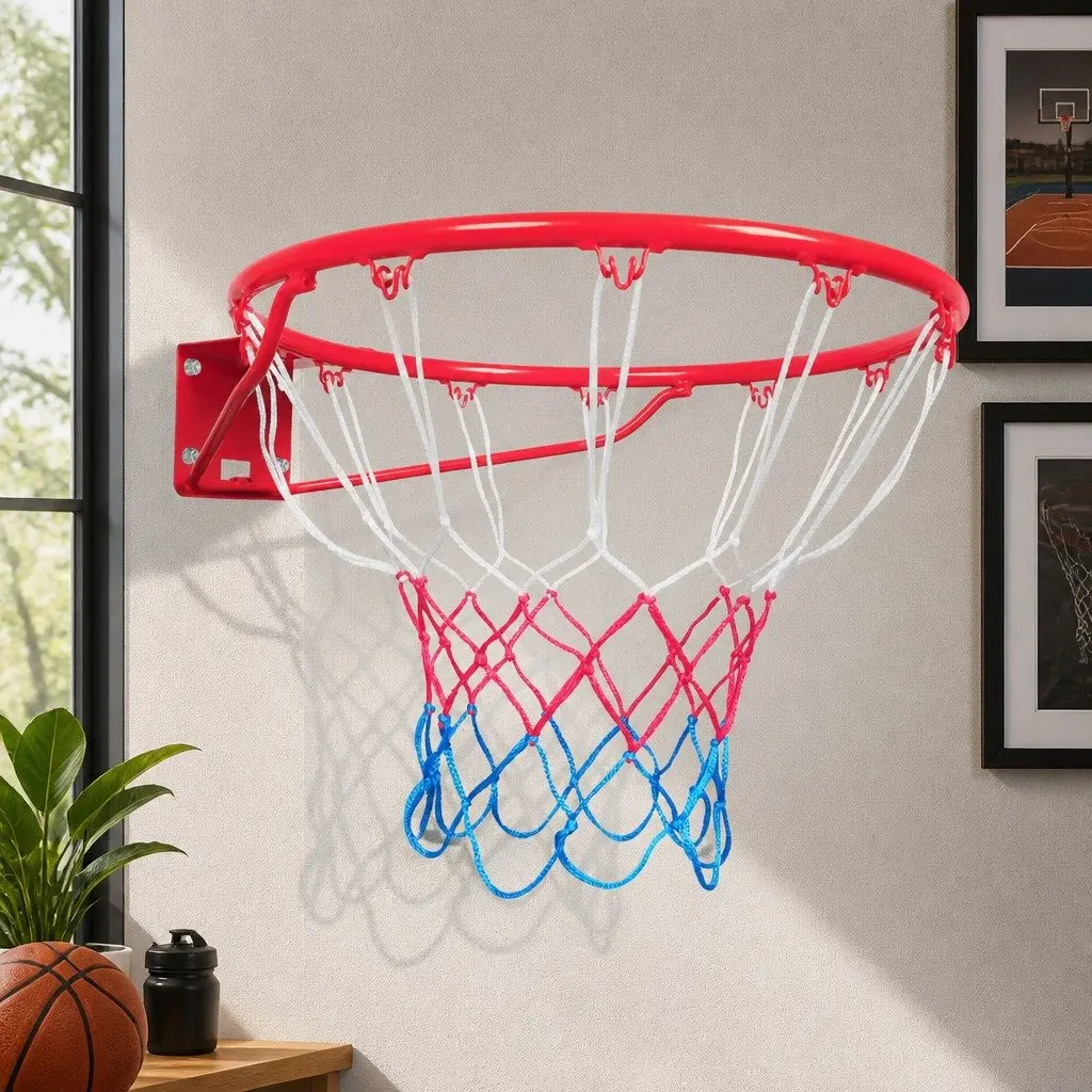 Basketball Ring Hoop Goal Net 45cm Rim Steel Weatherproof Nylon Court Game