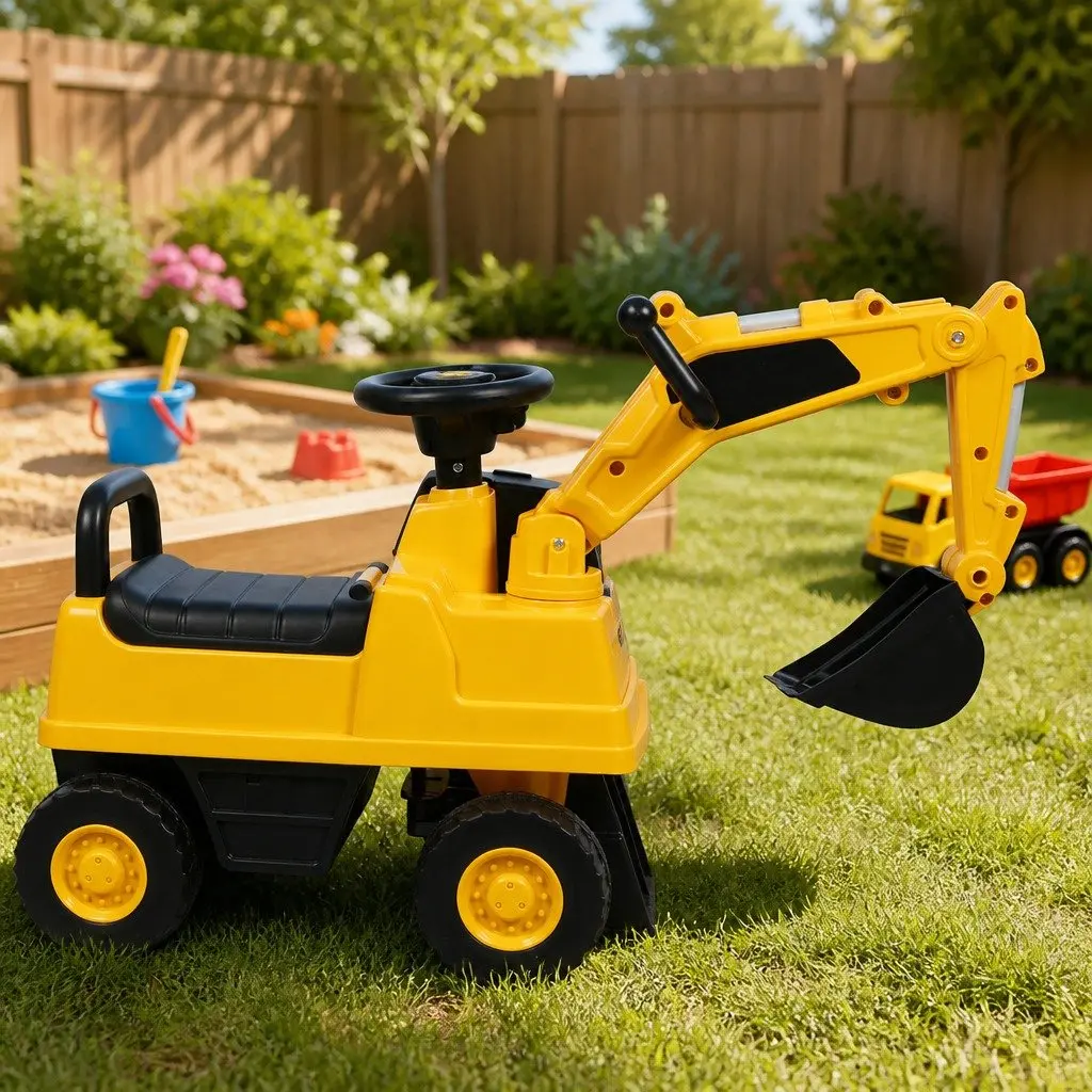 Kids Ride On Excavator Toy Digger PP 75cm Yellow