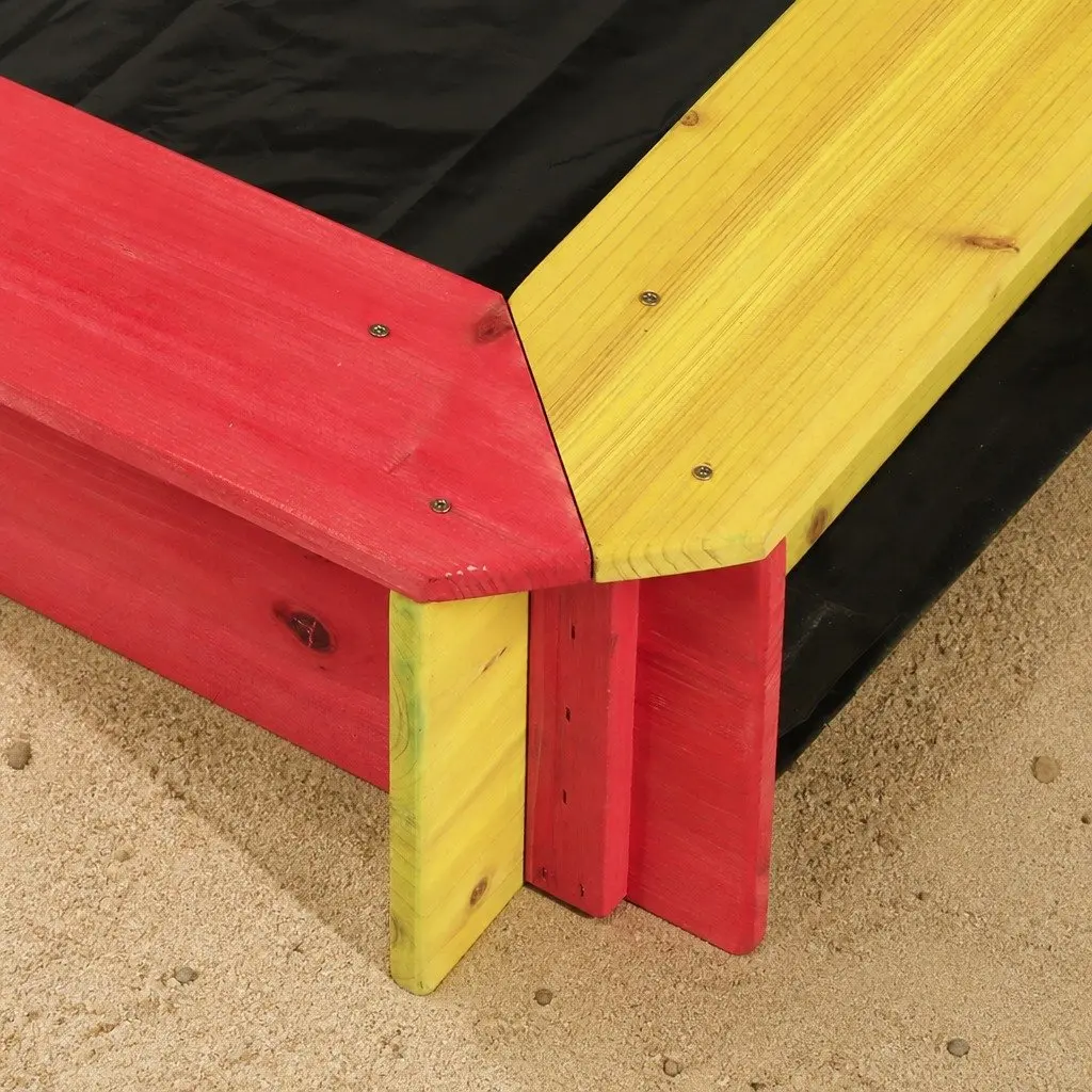Kids Wooden Sandbox Fir Wood 120x120cm Natural with UV Resistant Canopy