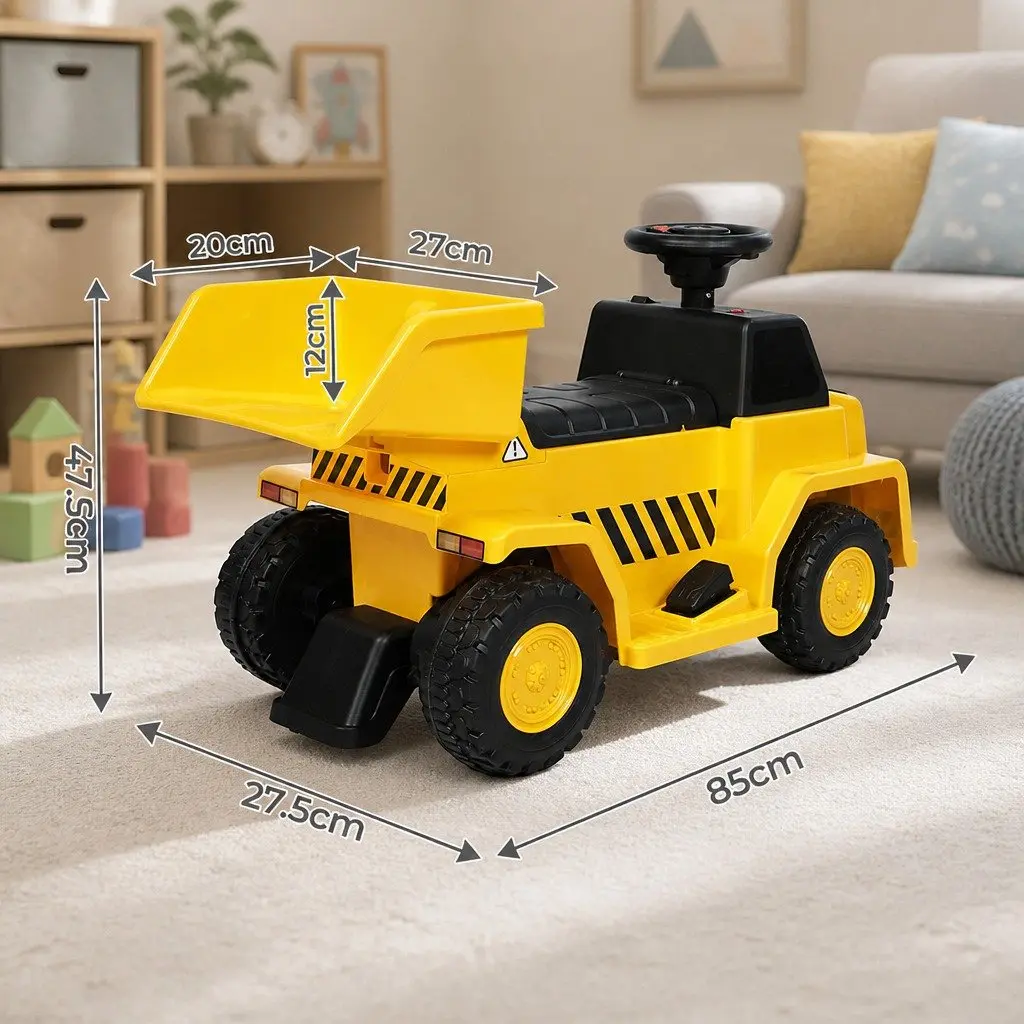 Kids Toy Vehicle Ride On Excavator Yellow Indoor Outdoor Scoop Bucket Play