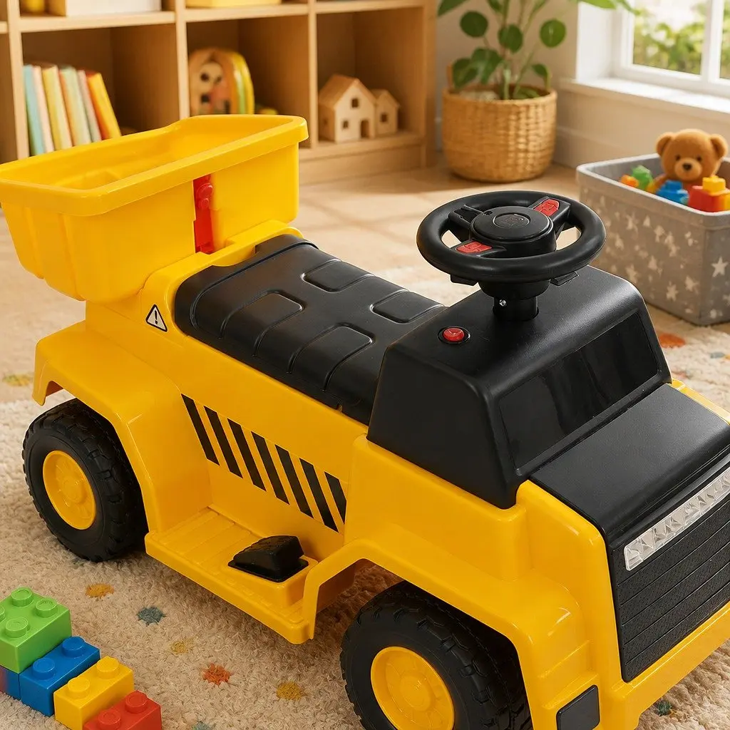 Kids Toy Vehicle Ride On Excavator Yellow Indoor Outdoor Scoop Bucket Play