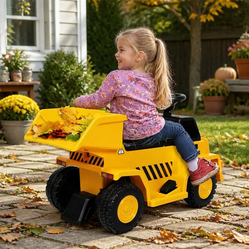 Kids Toy Vehicle Ride On Excavator Yellow Indoor Outdoor Scoop Bucket Play