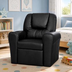 Kids Recliner Chair Black Lounge Sofa Armchair Children Seat with Cup Holder