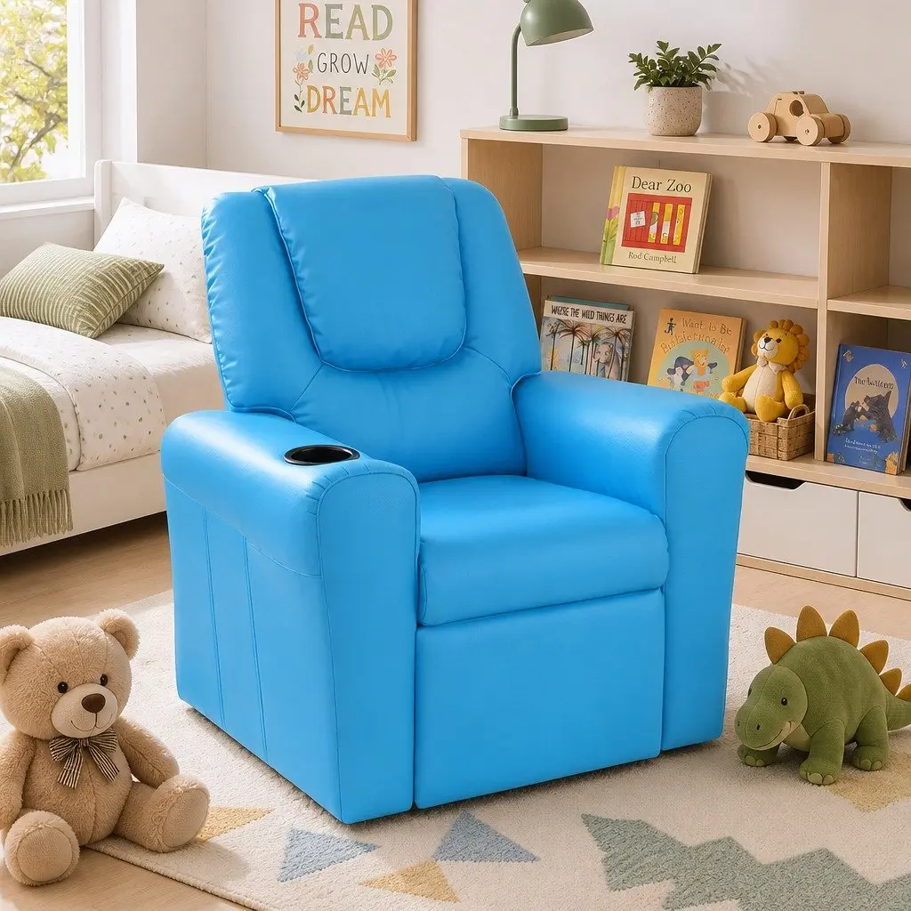 Kids Recliner Chair Blue Armchair Lounge Sofa Seat Children Furniture Relaxing