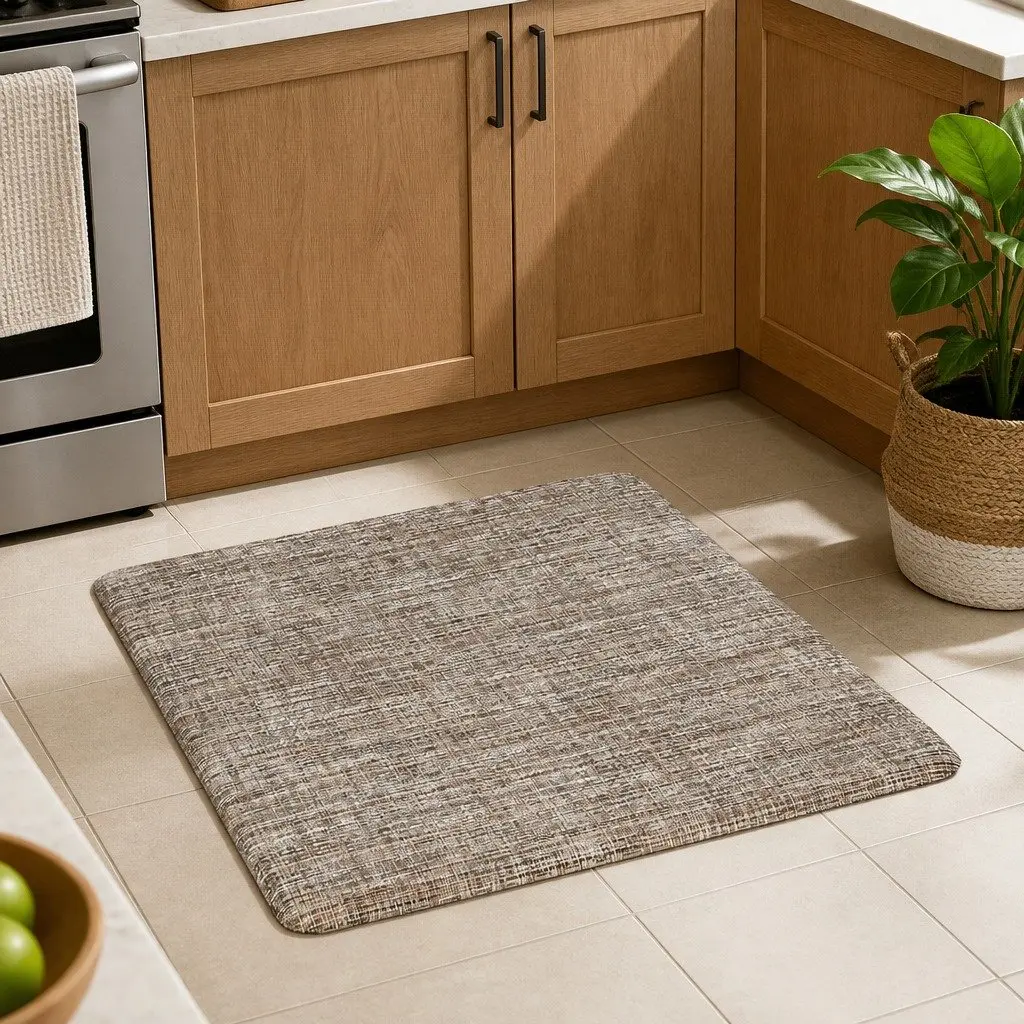 Floor Rug Non-slip Textilene 45x75cm Brown Cushioned Comfort Anti-fatigue