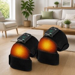 Knee Massager with Heat 2 Pack Cordless Vibration Pain Relief Adjustable Straps
