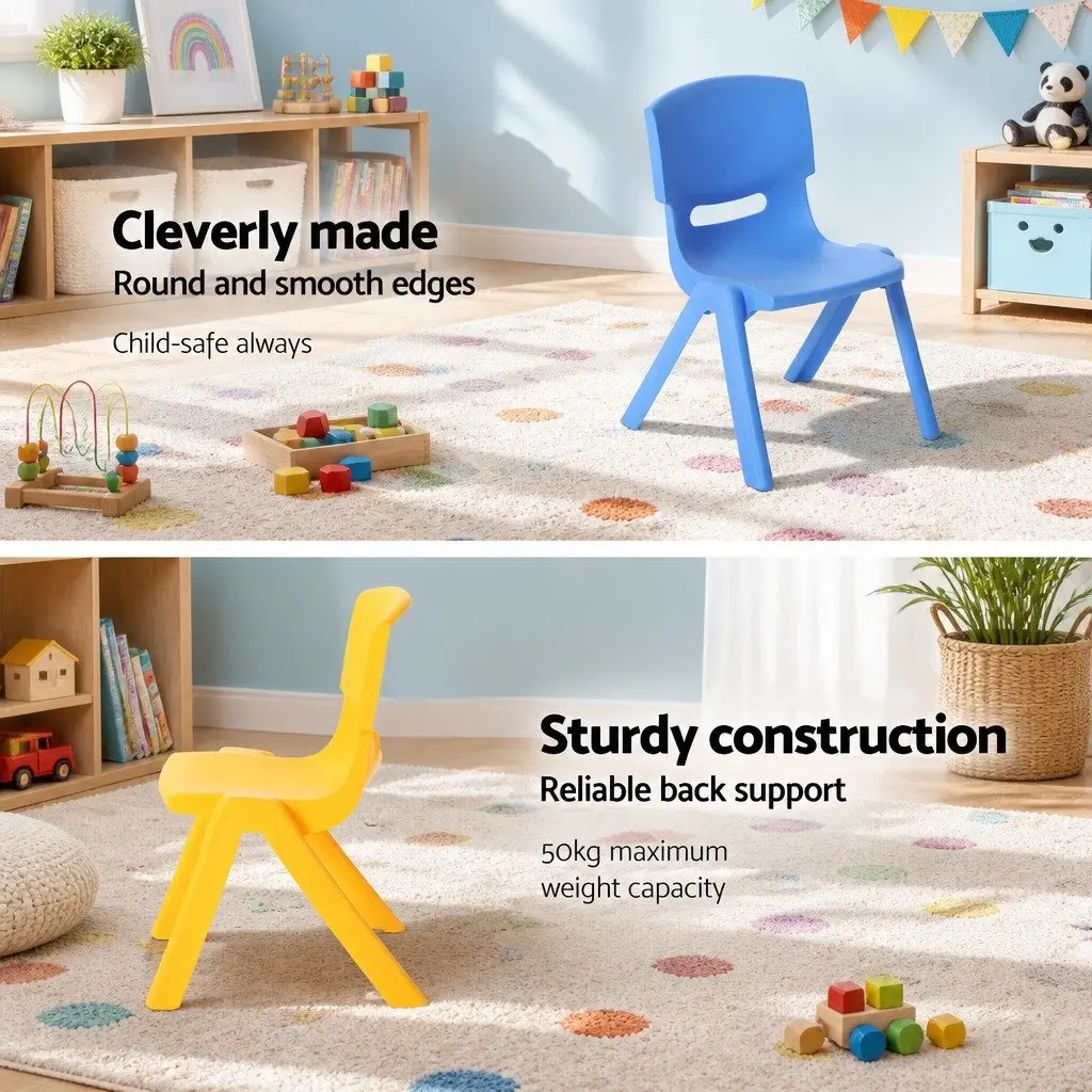 Kids Activity Chairs Set of 4 Stackable Plastic Indoor Outdoor Multicoloured