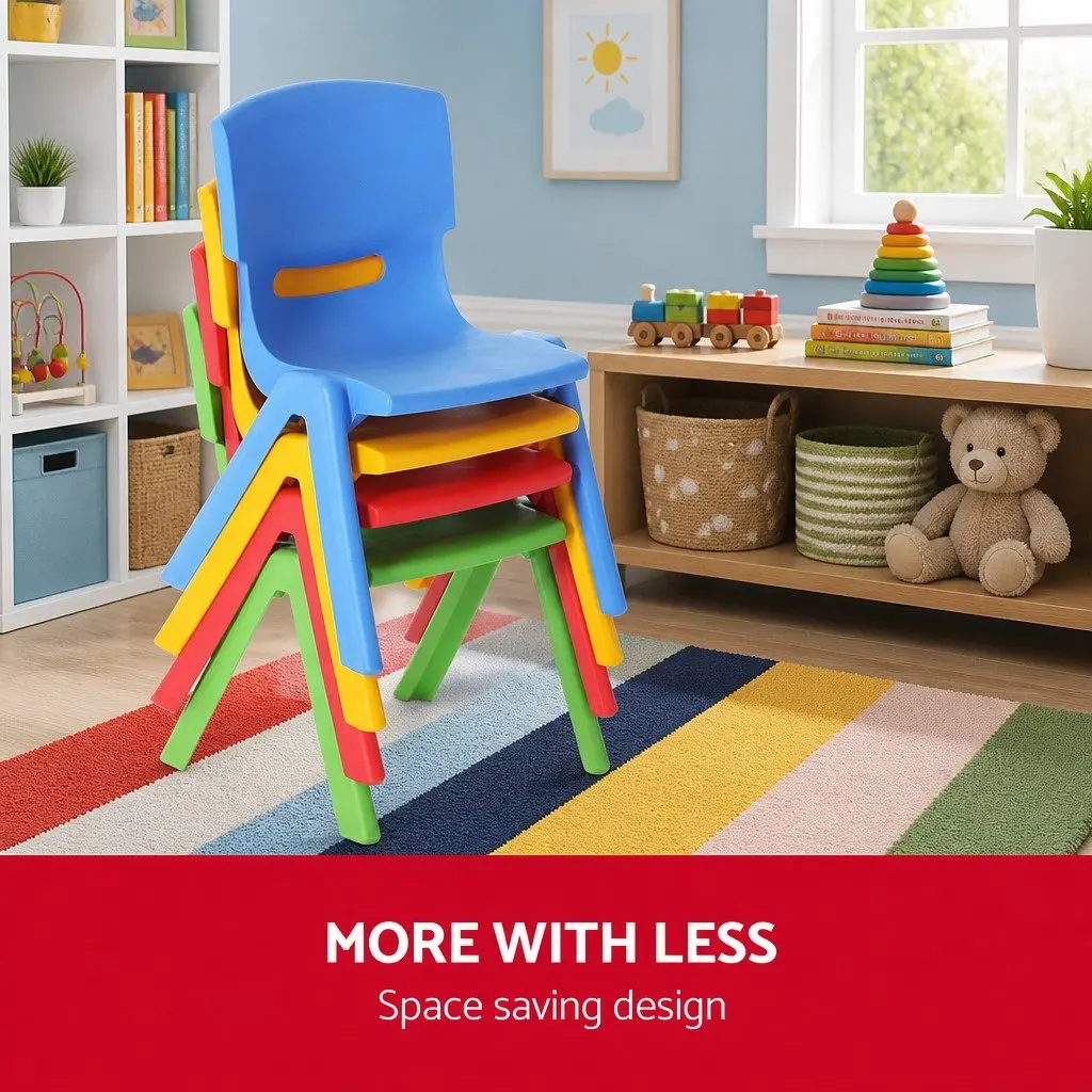 Kids Activity Chairs Set of 4 Stackable Plastic Indoor Outdoor Multicoloured