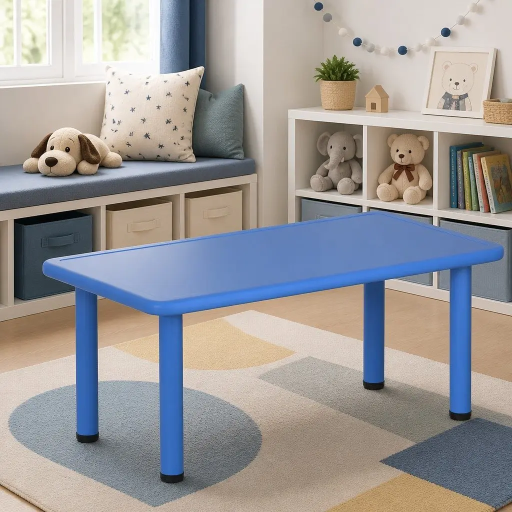 Kids Desk Plastic Square Activity Table 120x60cm Blue