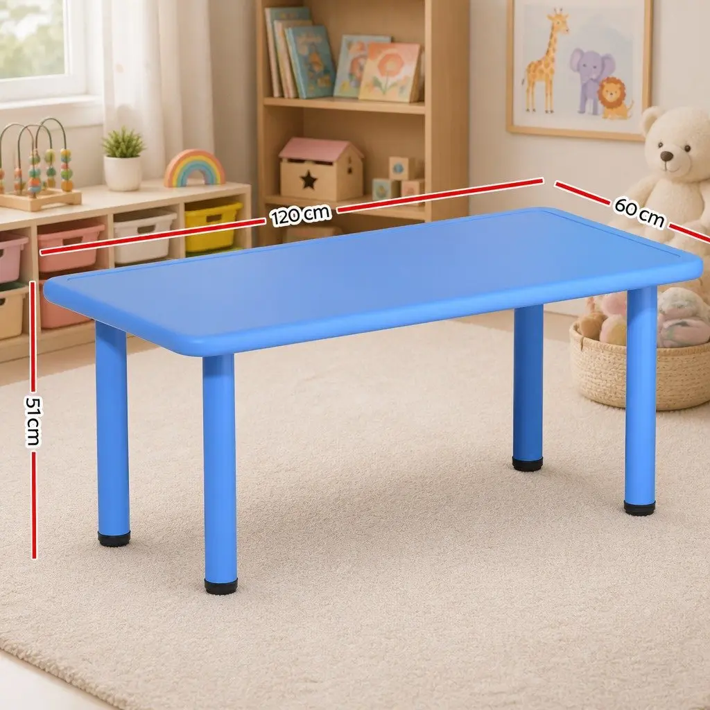 Kids Desk Plastic Square Activity Table 120x60cm Blue