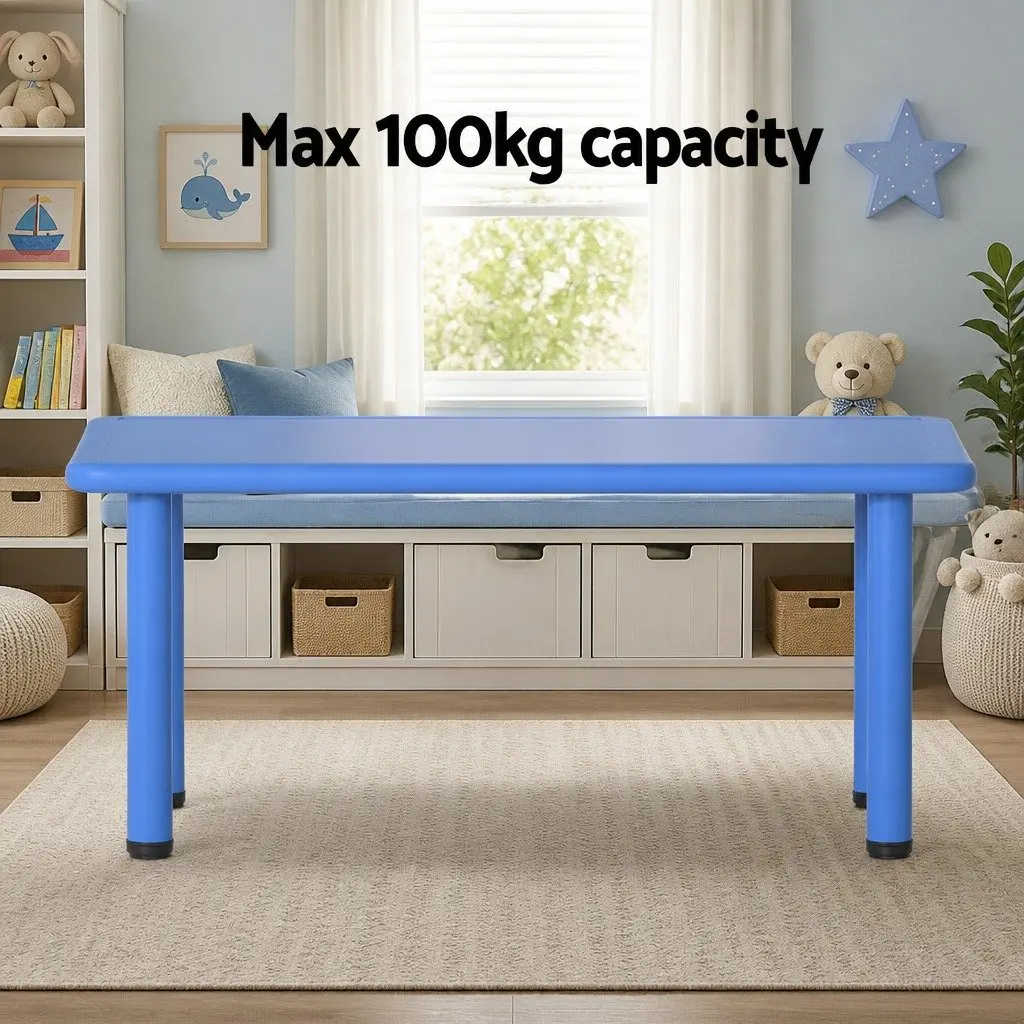 Kids Desk Plastic Square Activity Table 120x60cm Blue