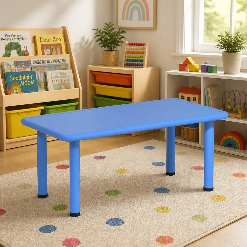 Kids Desk Plastic Square Activity Table 120x60cm Blue