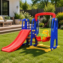 Kids 3-in-1 Slide Swing Set: Practical Outdoor Play Solution