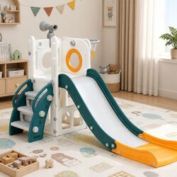 Versatile Kids Slide and Basketball Hoop for Home Use