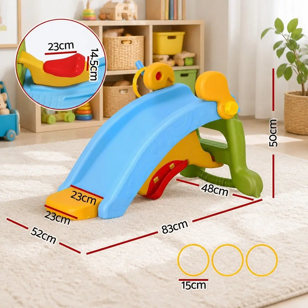 Toddler Indoor Playset Multicolour Rocking Horse Slide and Ring Toss 3 in 1 HDPE 83cm x 52cm x 50cm