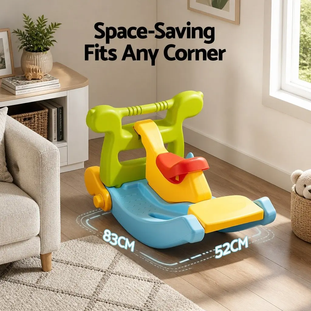 Toddler Indoor Playset Multicolour Rocking Horse Slide and Ring Toss 3 in 1 HDPE 83cm x 52cm x 50cm