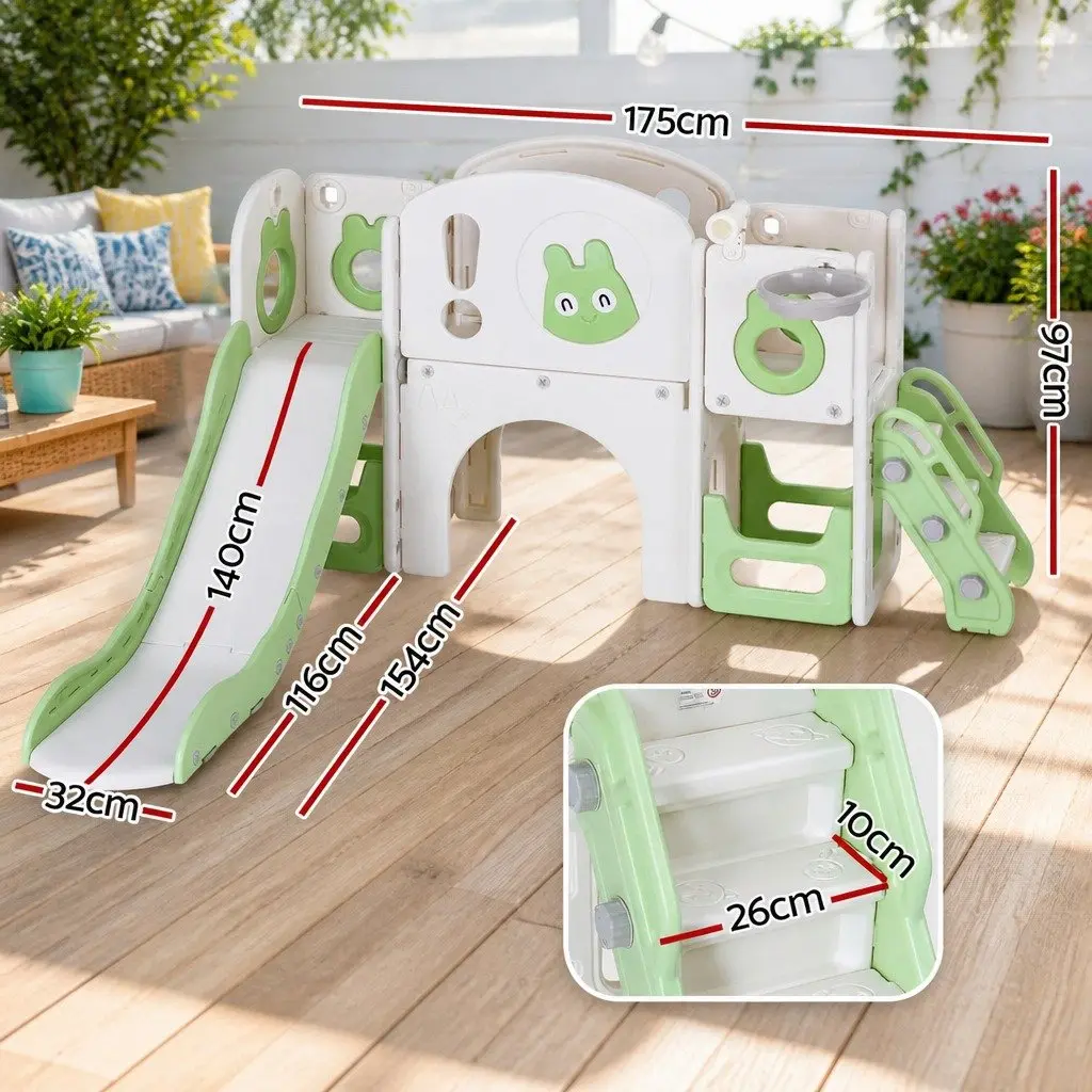 Kids Slide Swing Set Outdoor Play Equipment 3 in 1 Grey and White 175cm x 154cm x 97cm