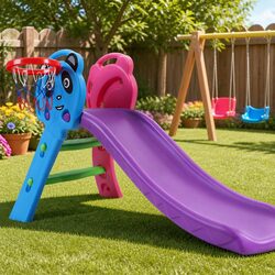 Practical Kids Slide Set with Basketball Hoop for Active Play