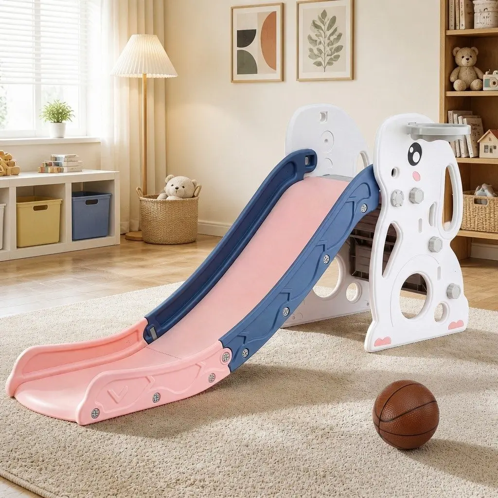 Kids Slide Set Activity Playground Toy 147cm Extra Long Yellow Green White Pink