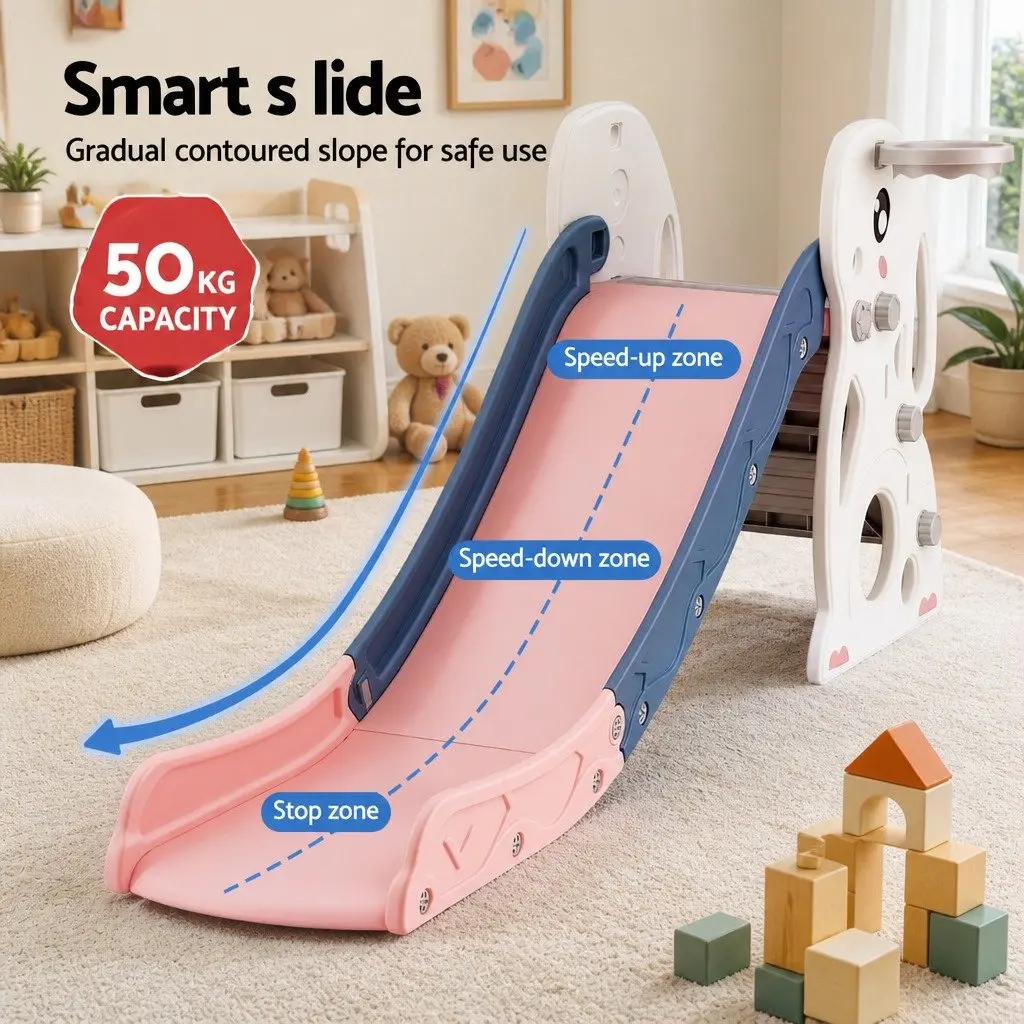 Kids Slide Set Activity Playground Toy 147cm Extra Long Yellow Green White Pink
