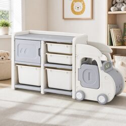 Car Shaped Kids Toy Storage Organizer with Removable Bins Drawers Cabinet