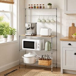 4-Tier Metal Kitchen Shelf Rack Storage Organizer Microwave Stand Silver