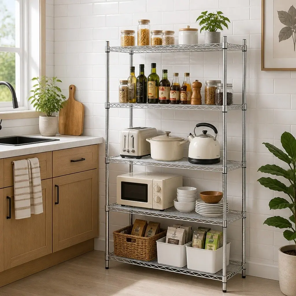 Metal Shelving Unit 5-Tier Organizer Storage Rack Silver 120x45x179cm