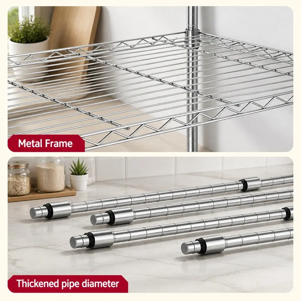 Metal Shelving Unit 5-Tier Organizer Storage Rack Silver 120x45x179cm