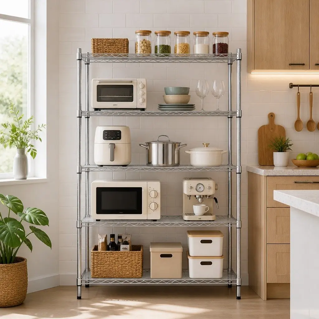 Metal Shelving Unit 5-Tier Organizer Storage Rack Silver 120x45x179cm
