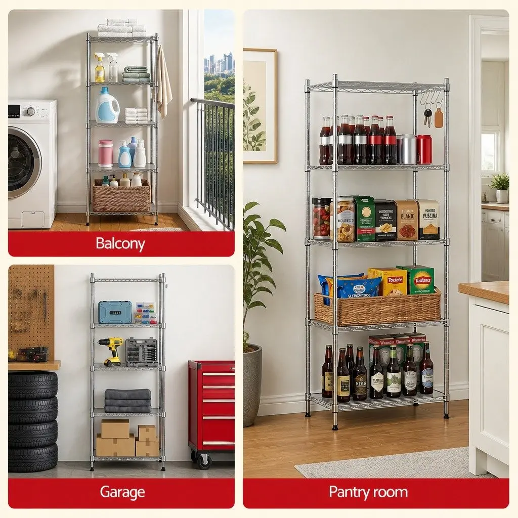 5-Tier Shelf for Kitchen and Utility Rooms