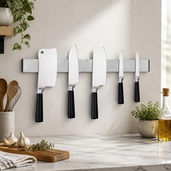 Magnetic Knife Holder Block Wall Mount Stainless Steel Kitchen Storage Organizer