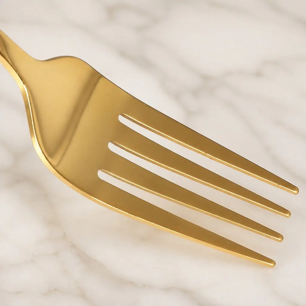 30PieceCutlerySetGoldStainlessSteelFlatwareDiningForksKnivesSpoonsMirrorPolishErgonomicHandle
