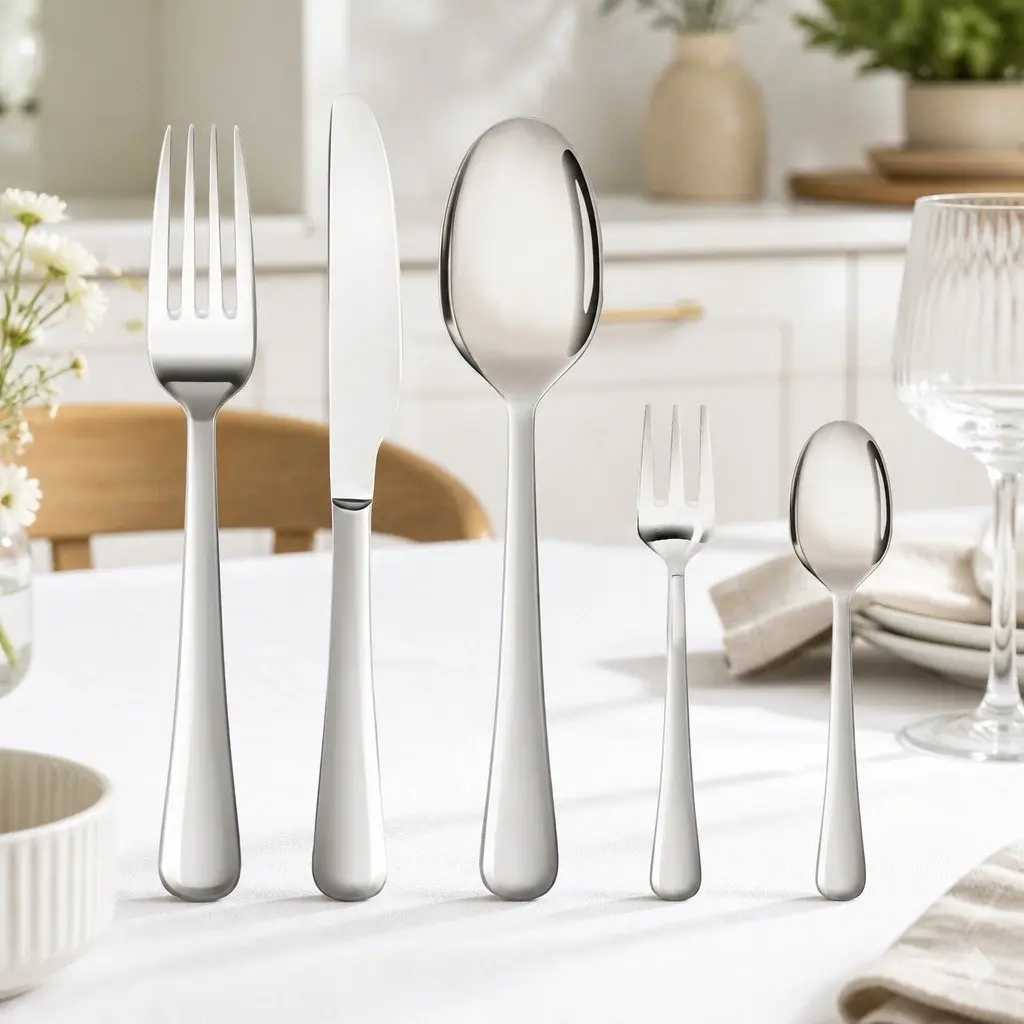 30 Piece Stainless Steel Cutlery Set Silver Ergonomic Forks Knives Spoons Durable