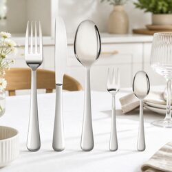 30-Piece Cutlery Set Stainless Steel Forks Knives Spoons Silver Dining