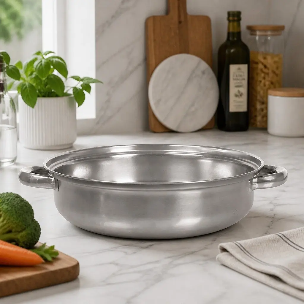 4 Layer Steamer Pot Stainless Steel Silver with Glass Lid for Cooking Vegetables and Meat 27cm Diameter