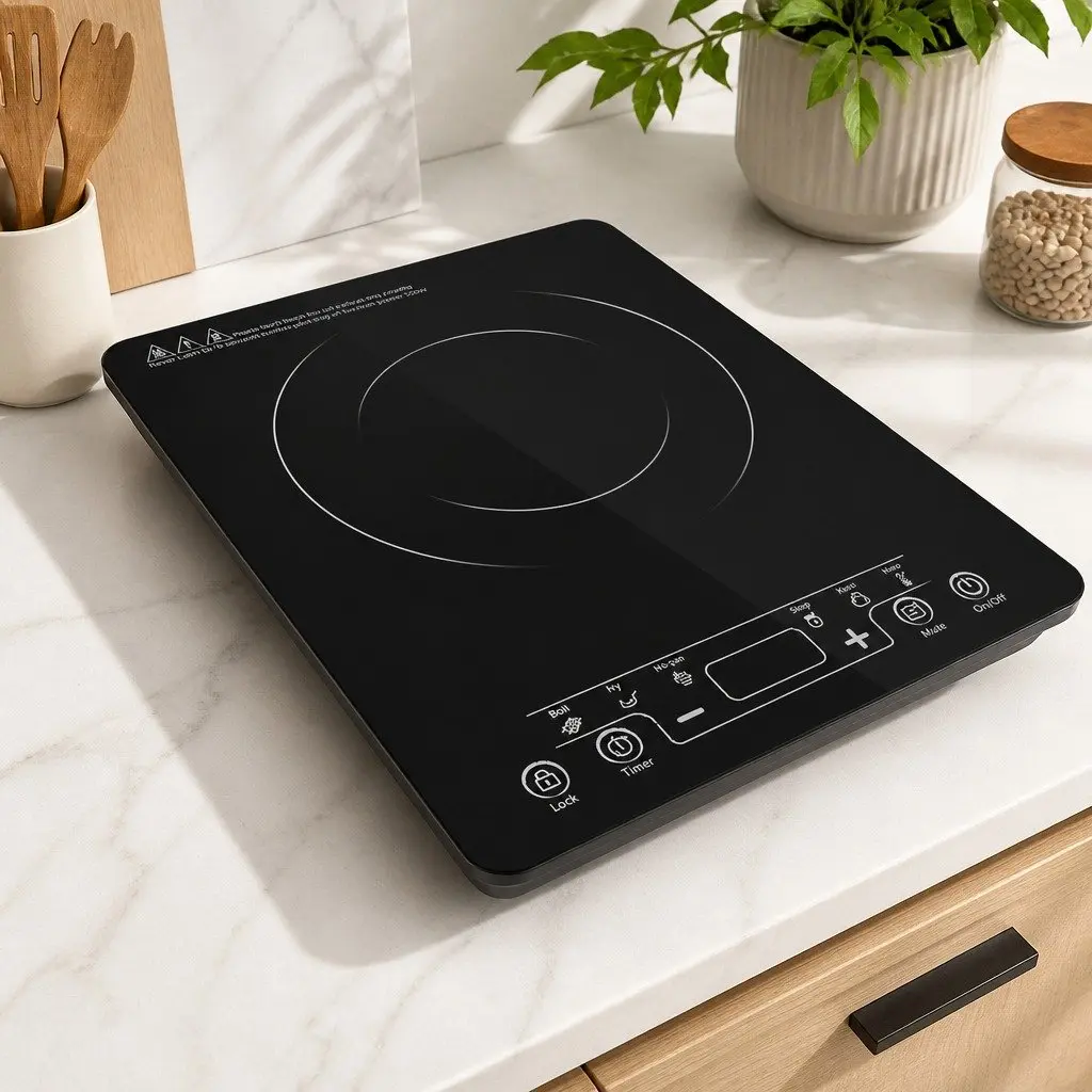 Single Burner Induction Cooktop Portable Electric Hot Plate 35cm Black