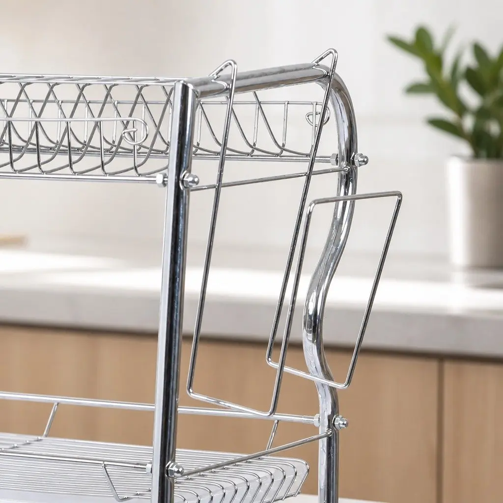 3-Tier Dish Rack Drainer Drying Kitchen Organizer with Side Rack Removable Tray
