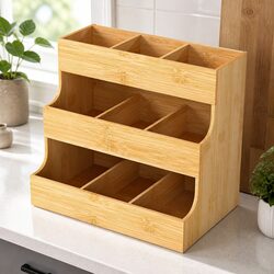 Practical 3-Tier Bamboo Tea Bag Storage for Your Home