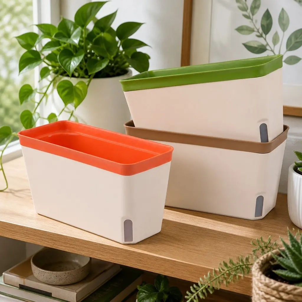 Self Watering Plant Pots 3 Pack Indoor Planter Box Herb Flower Garden Balcony
