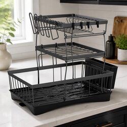 3 Tier Dish Drying Rack Plate Drainer Cutlery Holder Cup Organizer Kitchen