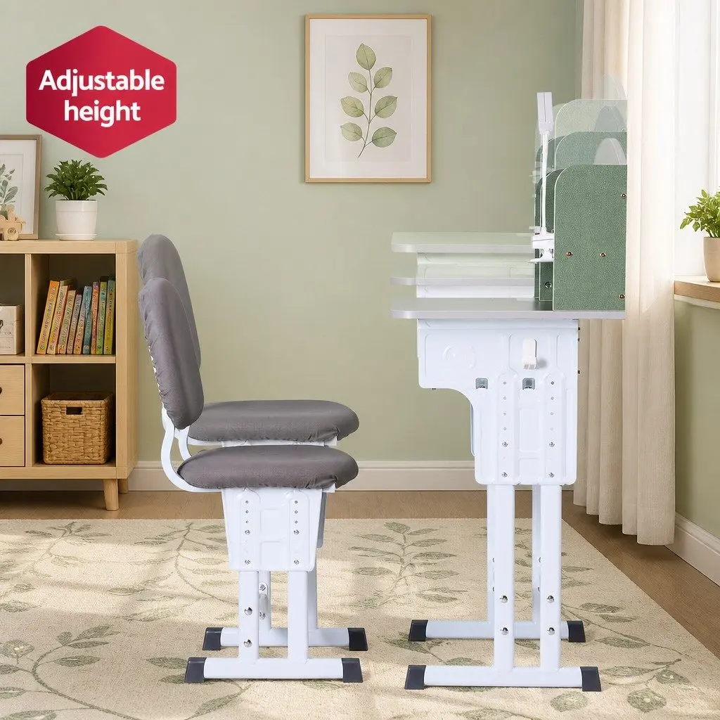 Kids Study Desk Chair Set Ergonomic Height Adjustable Green