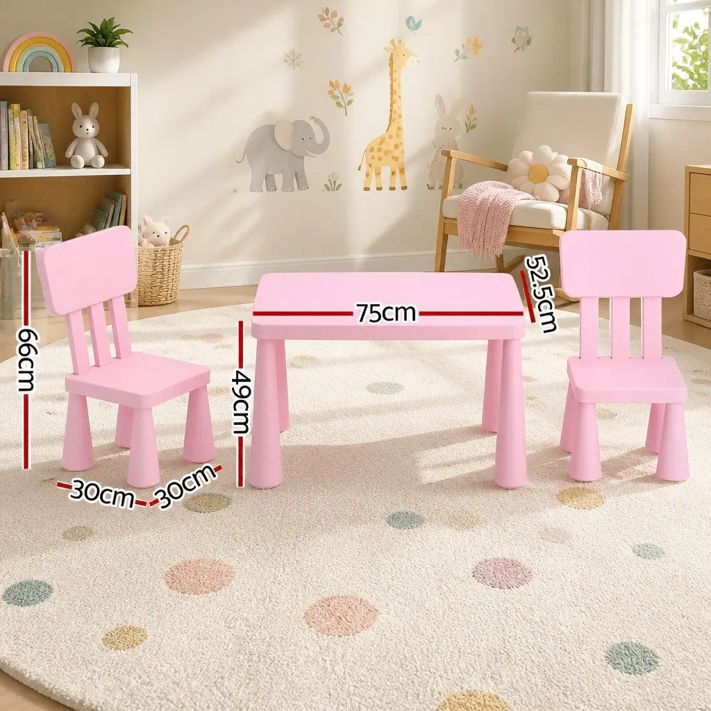 Kids Table and Chairs Set PP 75cm Pink