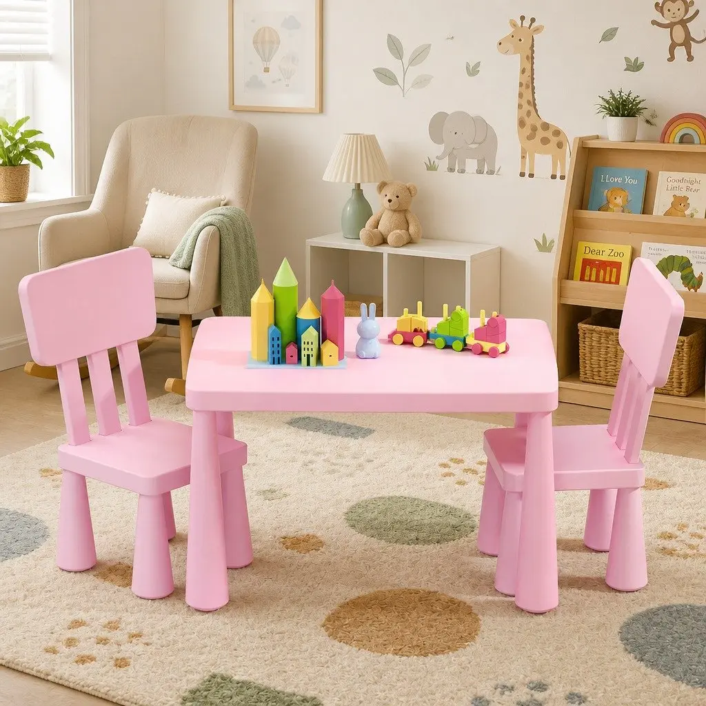 Kids Table and Chairs Set PP 75cm Pink
